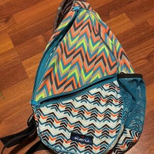 KAVU Zigzag Sling Bag in Blue, Orange, and Green